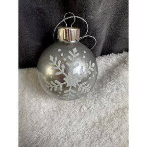 Vintage West Germany Silver Snowflake Glitter‎ Christmas Glass Ornament- READ